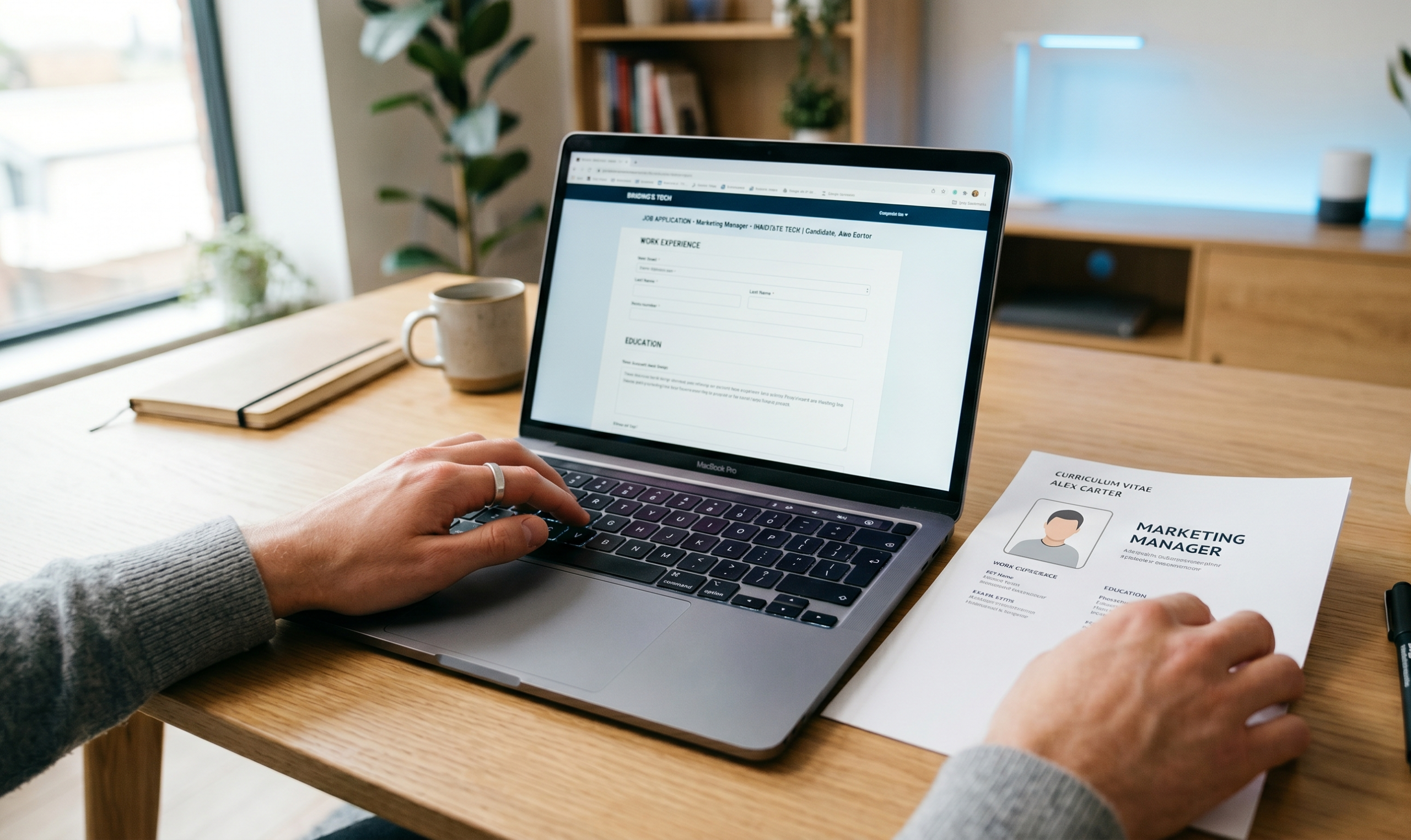Lebenslauf schreiben — Person arbeitet am Laptop an einer Bewerbung